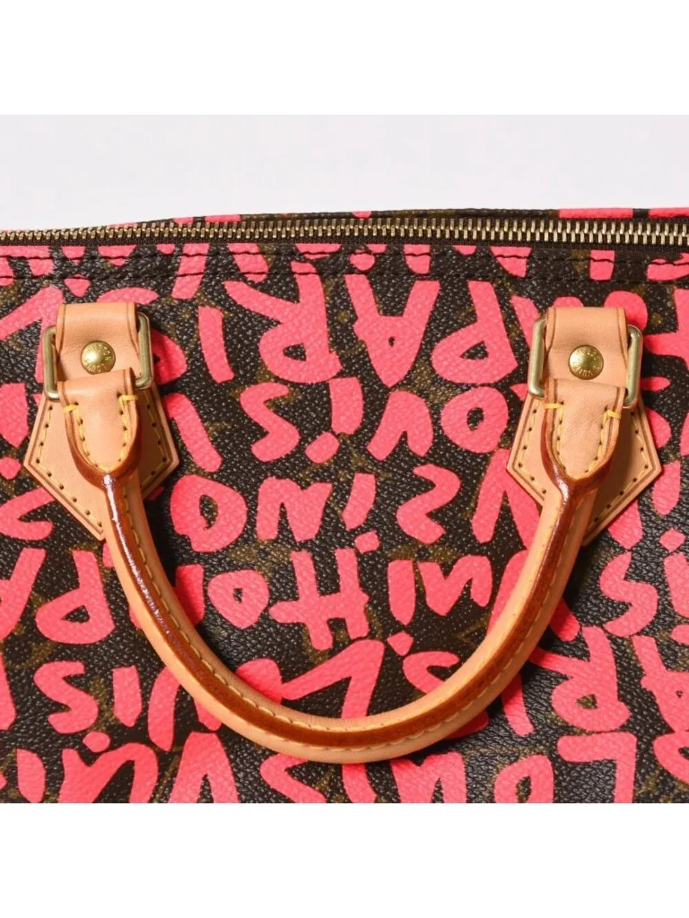 Louis Vuitton Monogram Graffiti Speedy 30 Handbag Pink Vachetta Leather